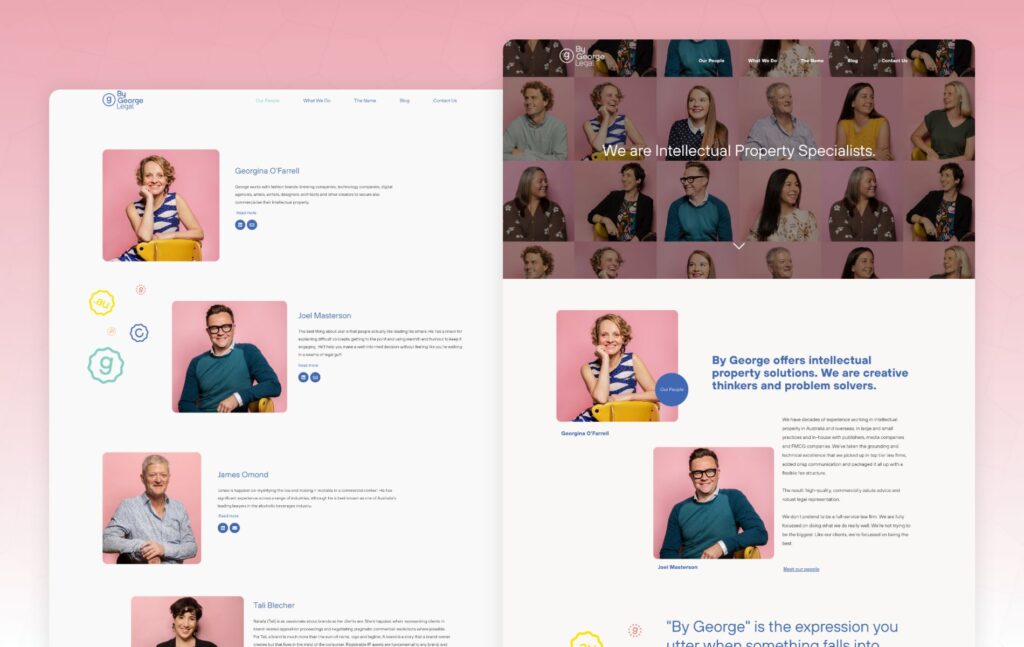 Law firm website design for Australian legal practice with attorney profiles and practice areas