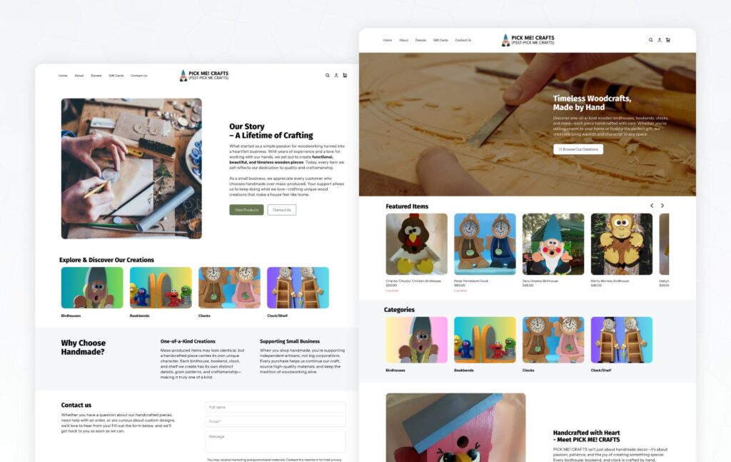 Square Online e-commerce store for family woodcraft business selling handmade furniture