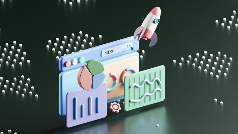 Illustration of search and SEO analytics representing how AI systems find and evaluate business websites
